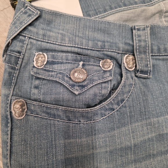 Laguna Beach Jean Co. Women’s Acid Wash Skull Studded Low Waist Straight Size 31 - Picture 10 of 15
